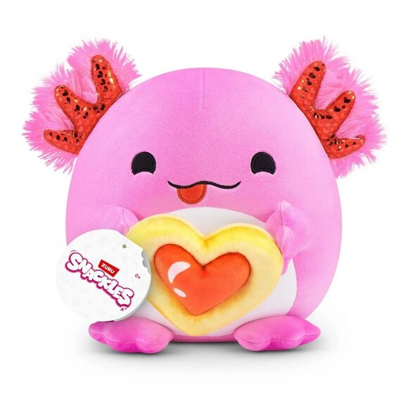 Snackles Valentines Darcy The Axolotl With Heart Cookie 8" Plush - Picture 1 of 10